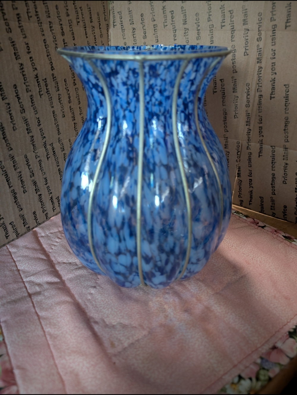 Blue Speckled Glass Accent Vase - Picture 4 of 4